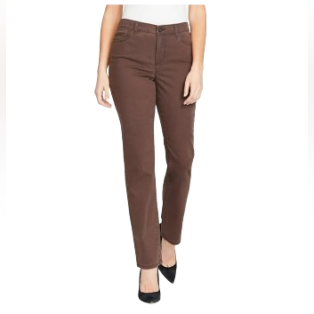 Bandolino Mandie Straight Leg Stretchy Brown Jeans Sz 12P